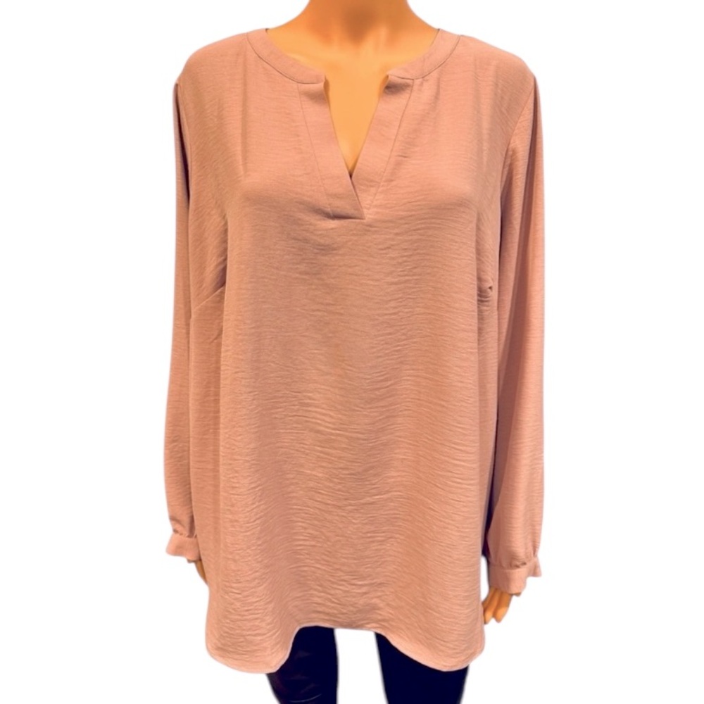 ADRIANNA PAPELL V Placket Airflow Woven Long Sleeve Blouse NWT 1X